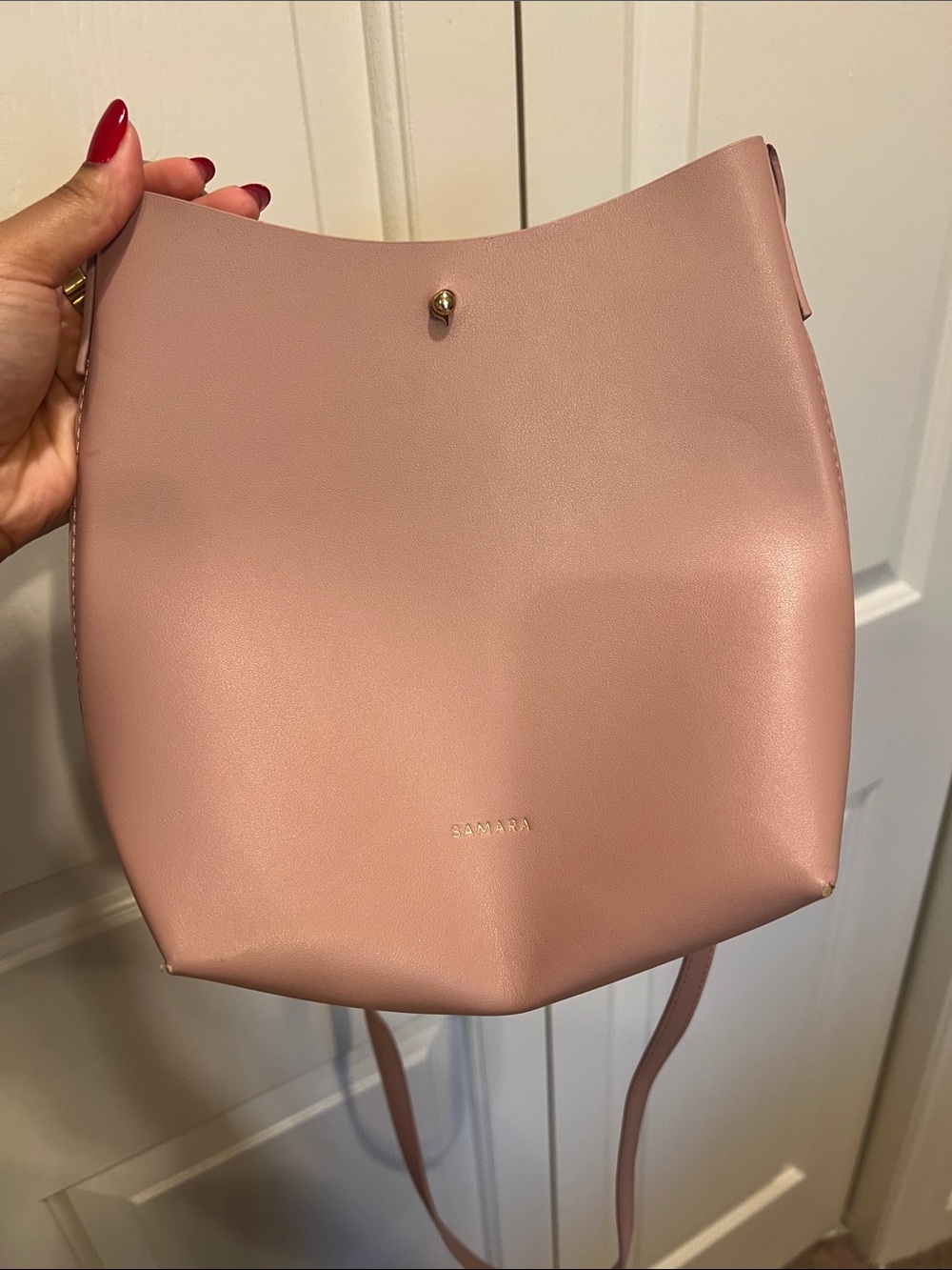 Blush Pink Leather Crossbody Bag